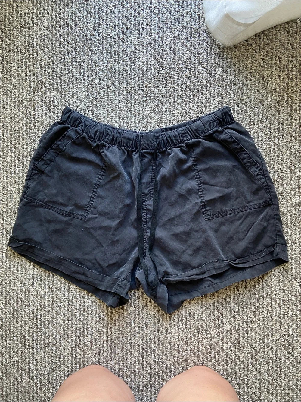 Workshop Republic Tencel Drawstring Shorts With Pockets Black Cuffed